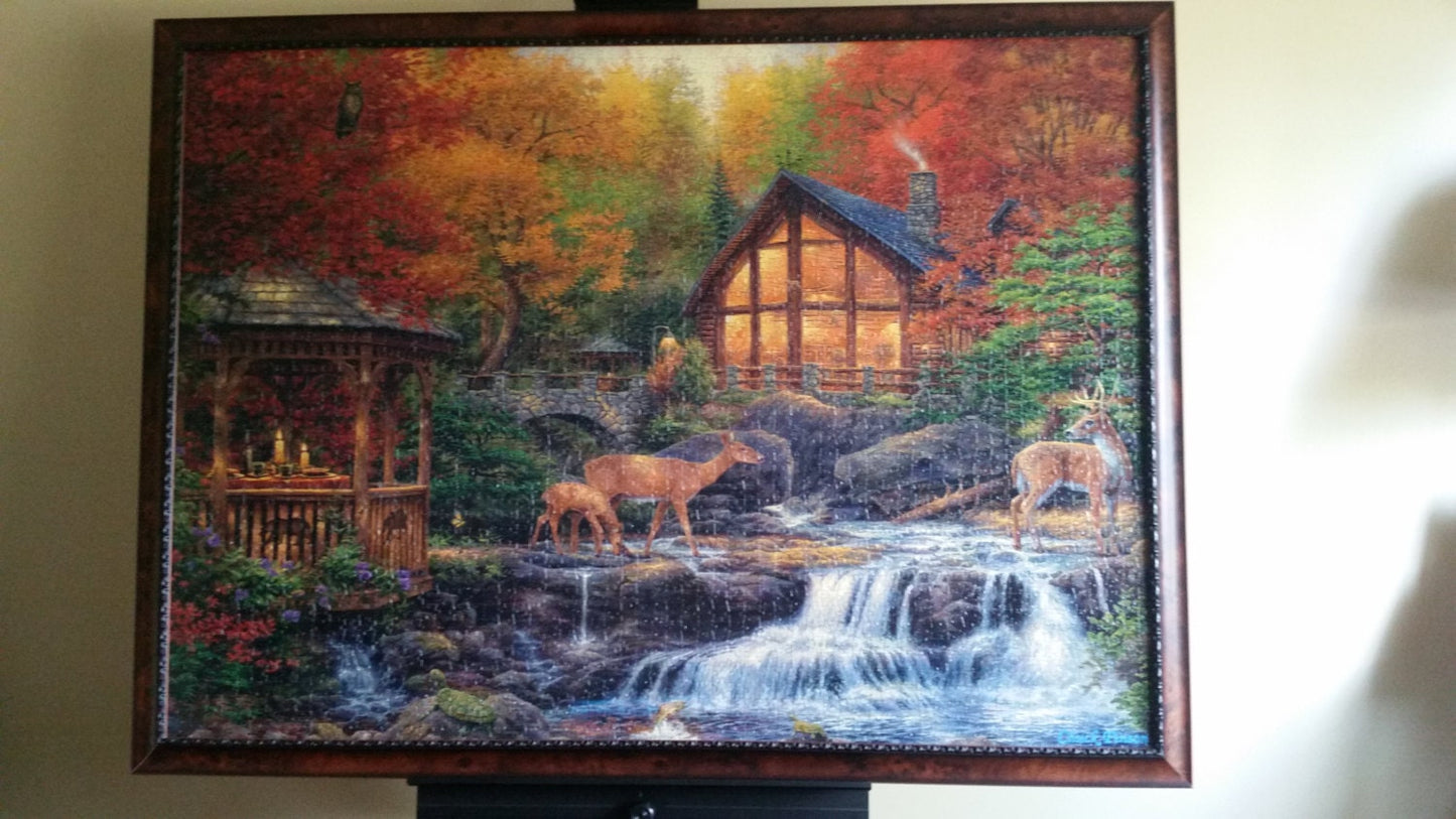 Large Autumn Wall Art for Home & Office. Professionally Custom Framed Clementoni's 3000pc Autumn Puzzle HQ Wall Art