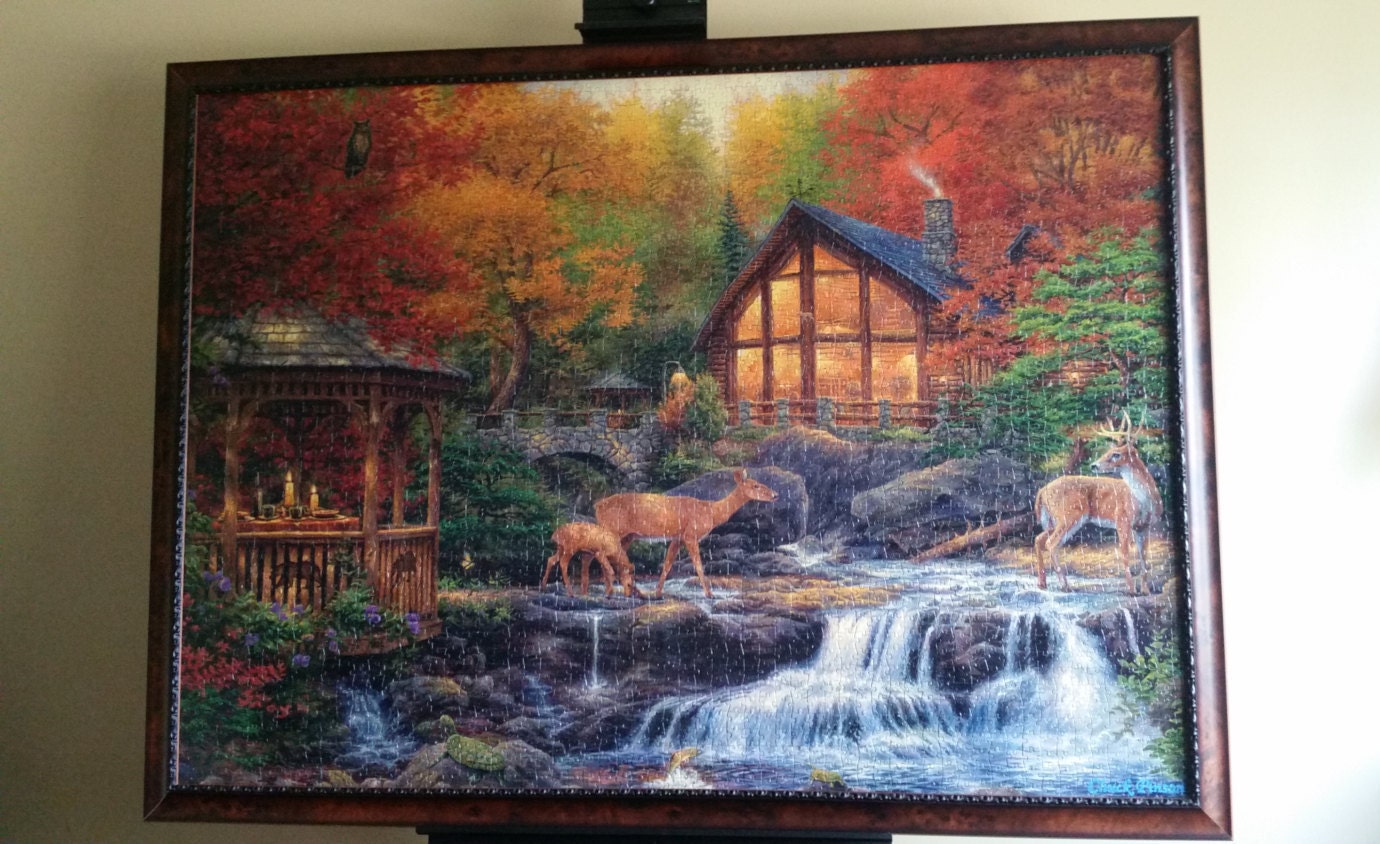 Large Autumn Wall Art for Home & Office. Professionally Custom Framed Clementoni's 3000pc Autumn Puzzle HQ Wall Art