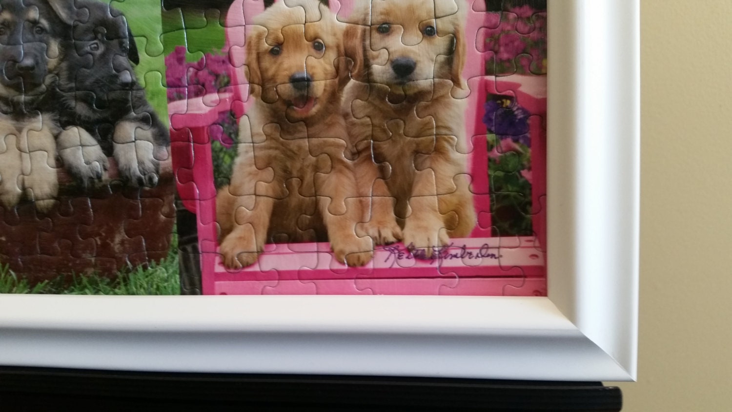 Puppy Pals Custom Framed 500pc Finished Ravensburger Puzzle Wall Art