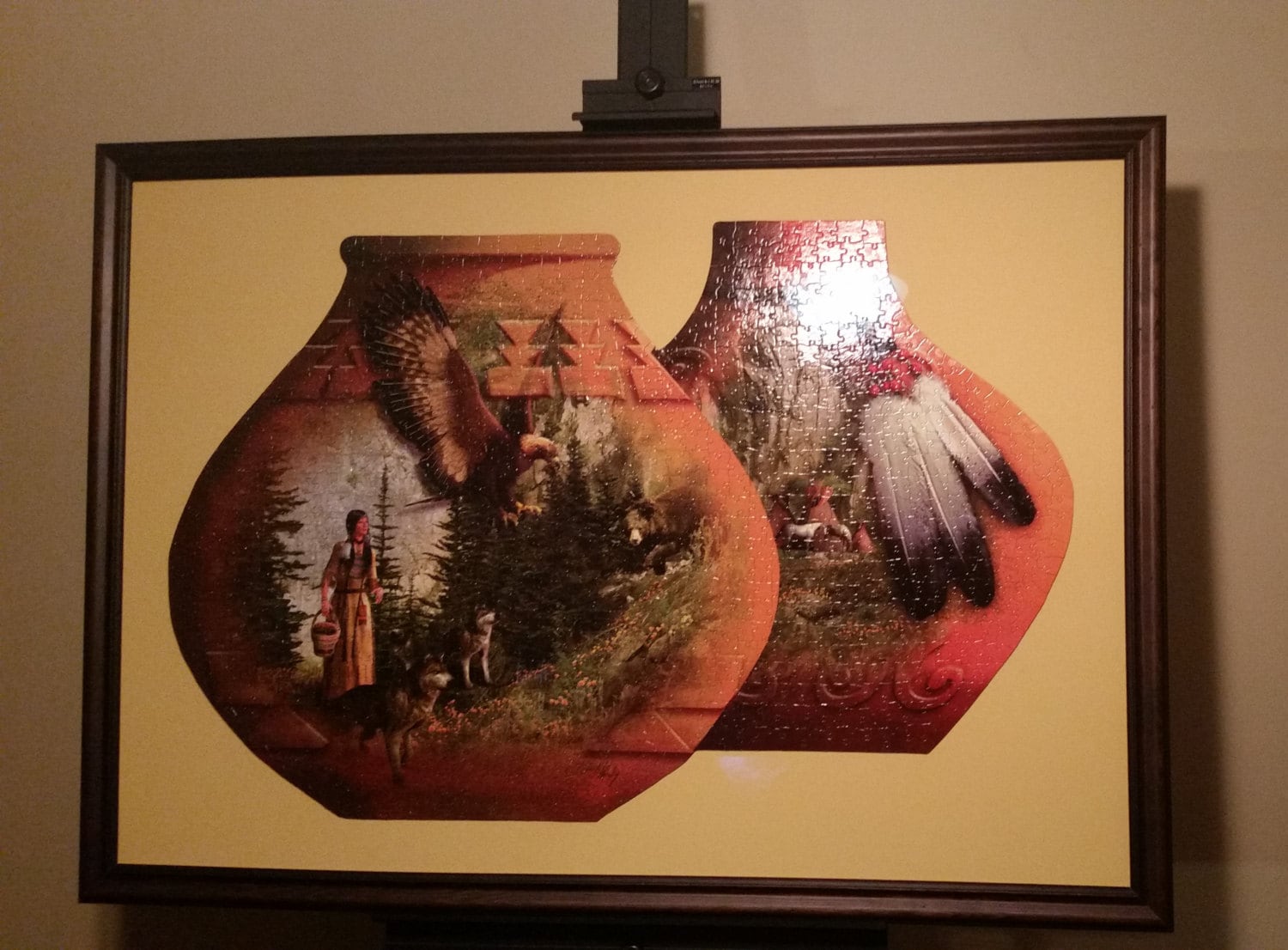 Pot Shaped Custom Framed Puzzle Wall Art. 1000pc Sunsout Indian Pots Completed Puzzle Wall Decor