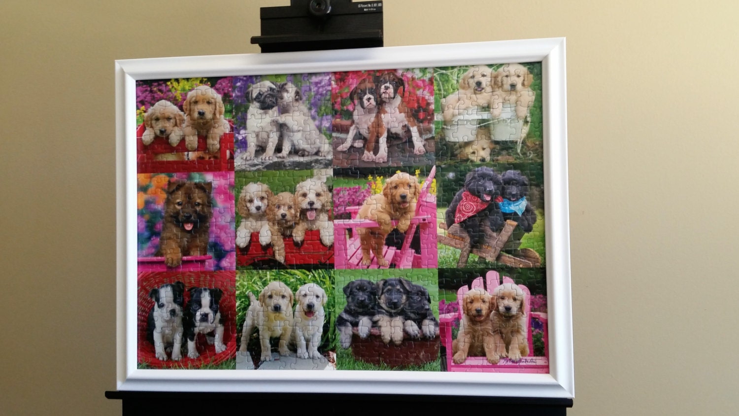 Puppy Pals Custom Framed 500pc Finished Ravensburger Puzzle Wall Art