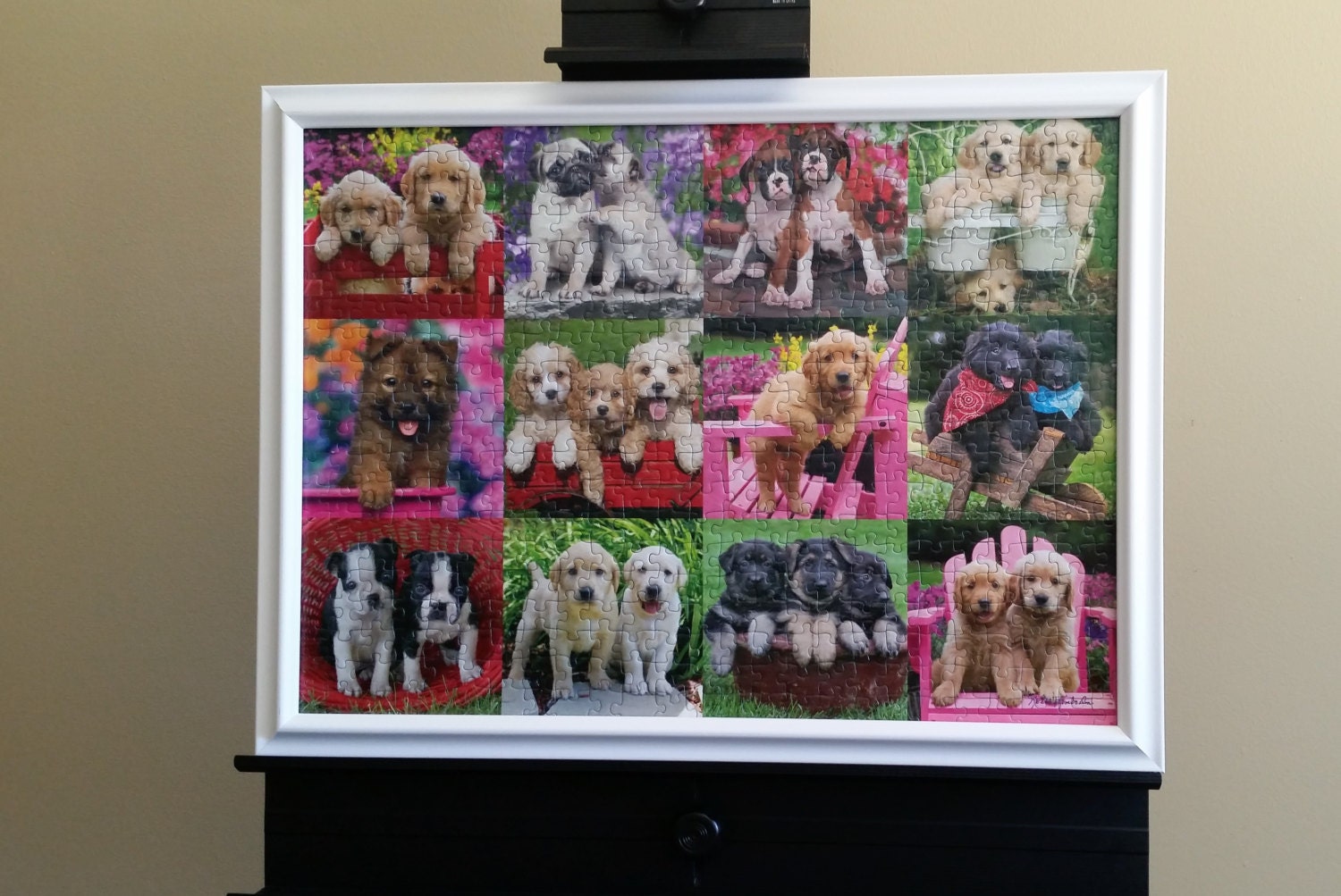 Puppy Pals Custom Framed 500pc Finished Ravensburger Puzzle Wall Art