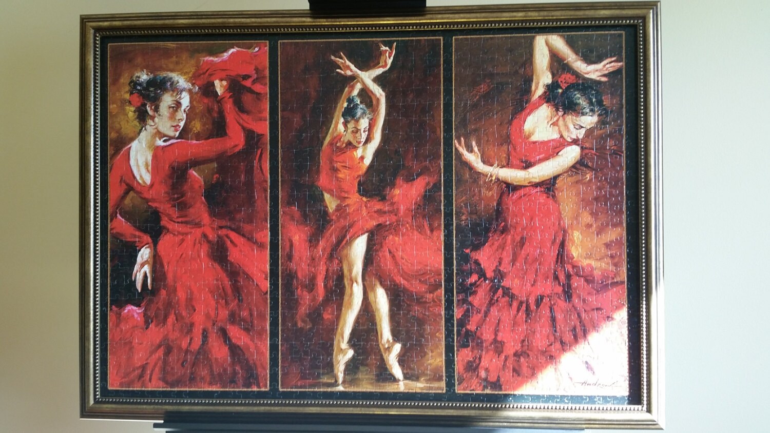Completed 1000pc Castorland's Crimson Dancers Puzzle Wall Art - Professionally Custom Framed