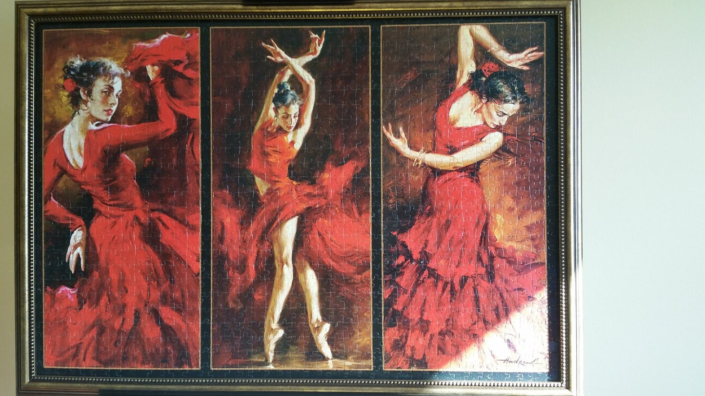 Completed 1000pc Castorland's Crimson Dancers Puzzle Wall Art - Professionally Custom Framed