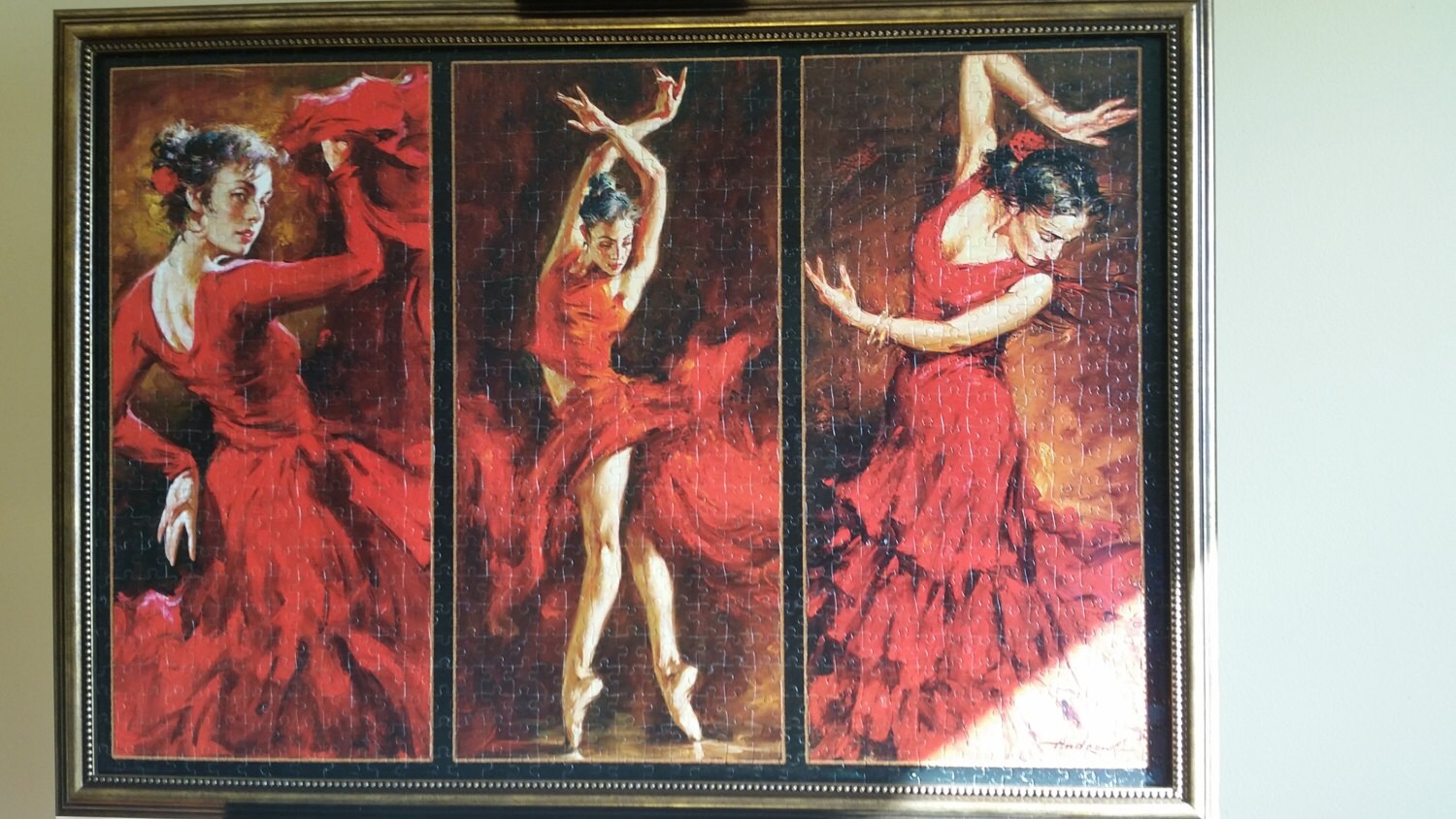 Completed 1000pc Castorland's Crimson Dancers Puzzle Wall Art - Professionally Custom Framed