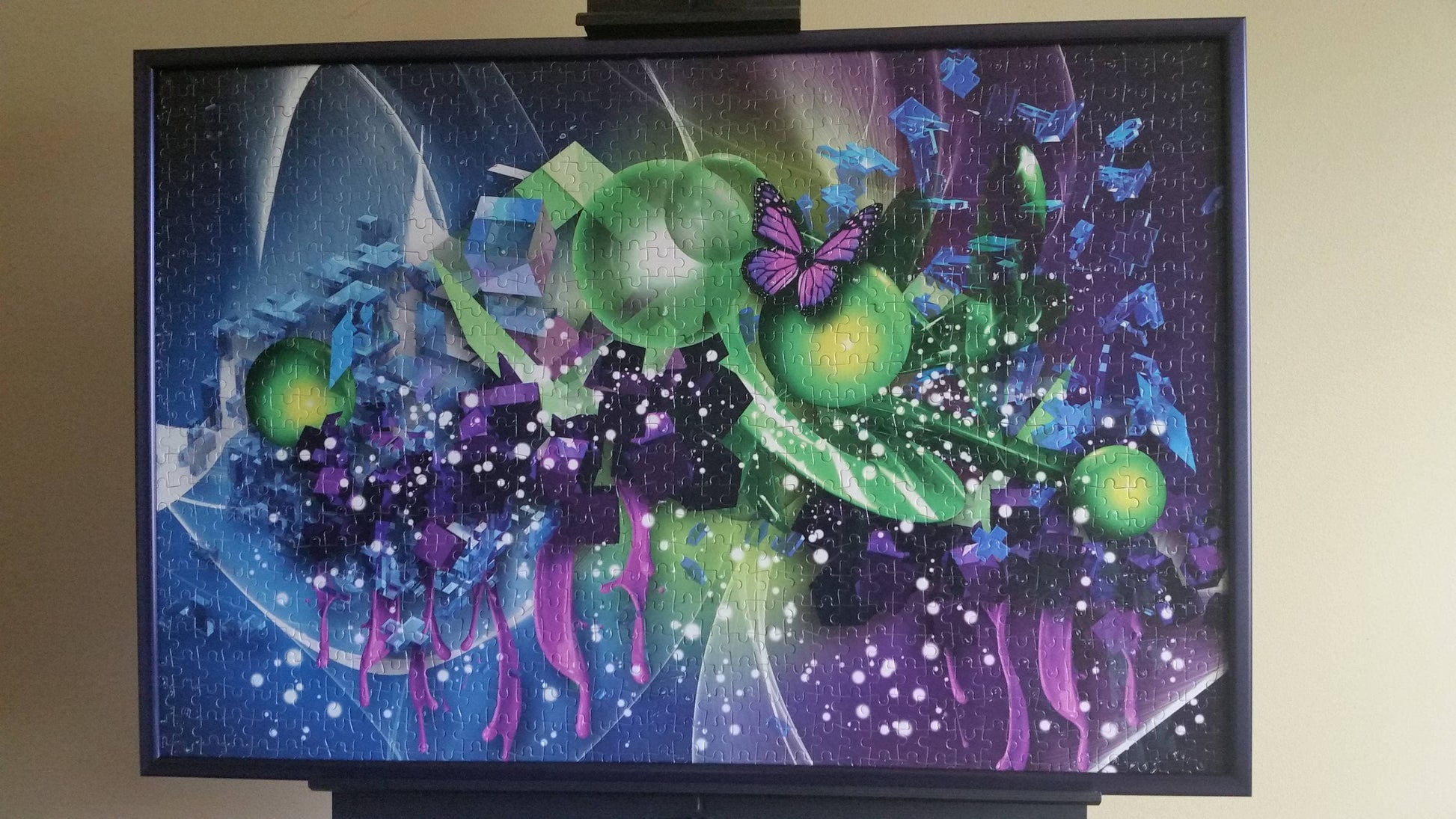 Blue Green and Purple Abstract Color Pattern 1000pc Puzzle Wall Art, Professionally Custom Framed