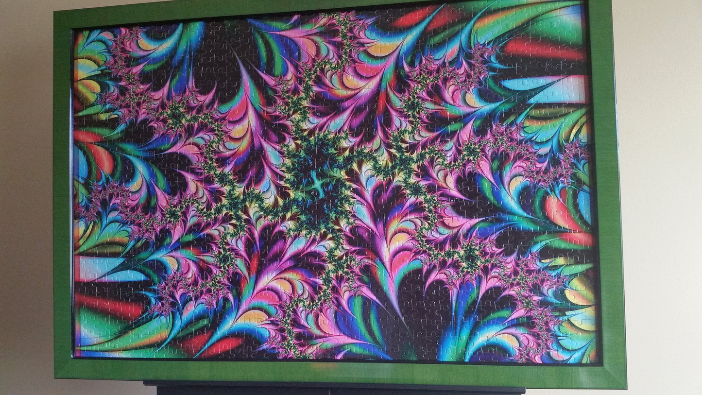 Green Pink & Black Abstract Color Pattern Wall Art - Professionally Custom Framed