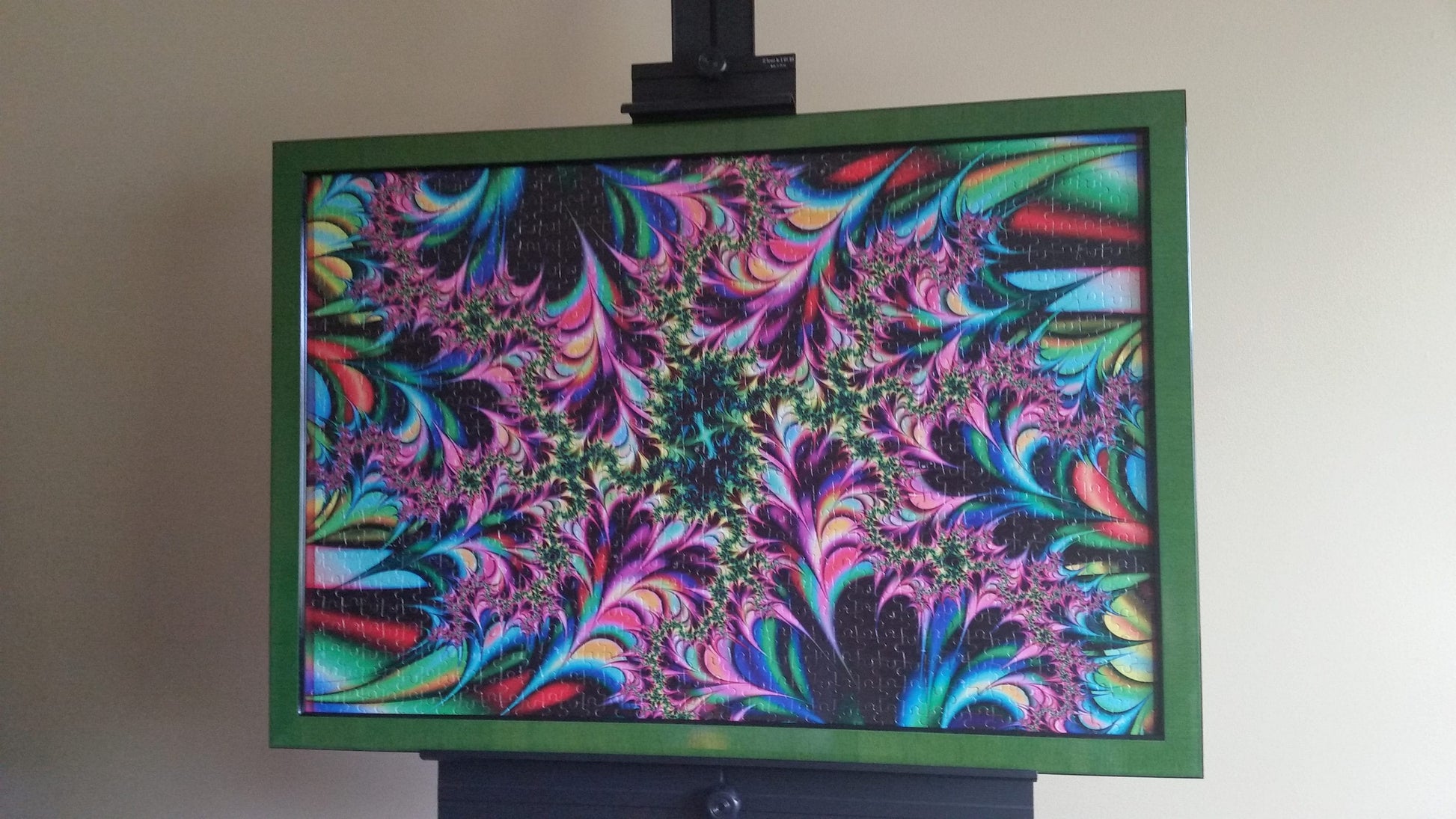 Green Pink & Black Abstract Color Pattern Wall Art - Professionally Custom Framed