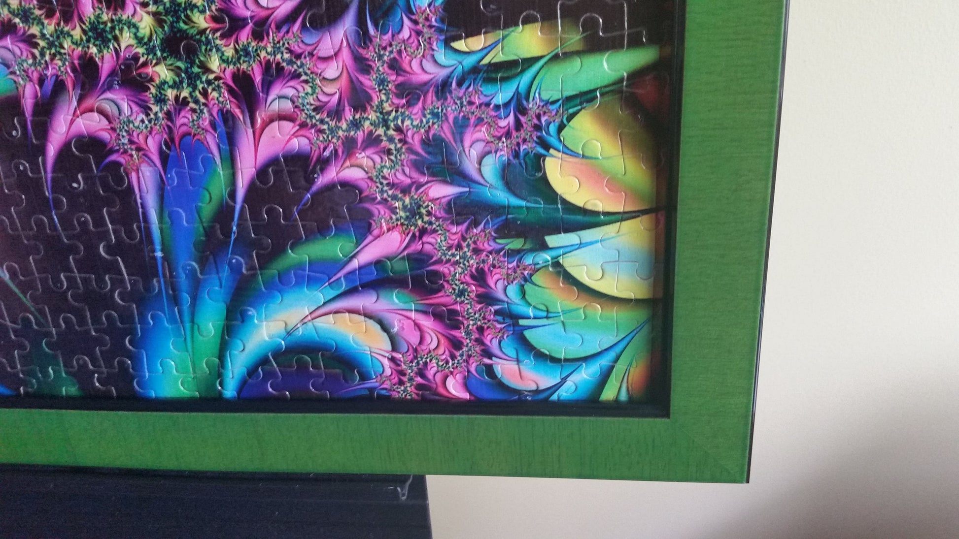 Green Pink & Black Abstract Color Pattern Wall Art - Professionally Custom Framed