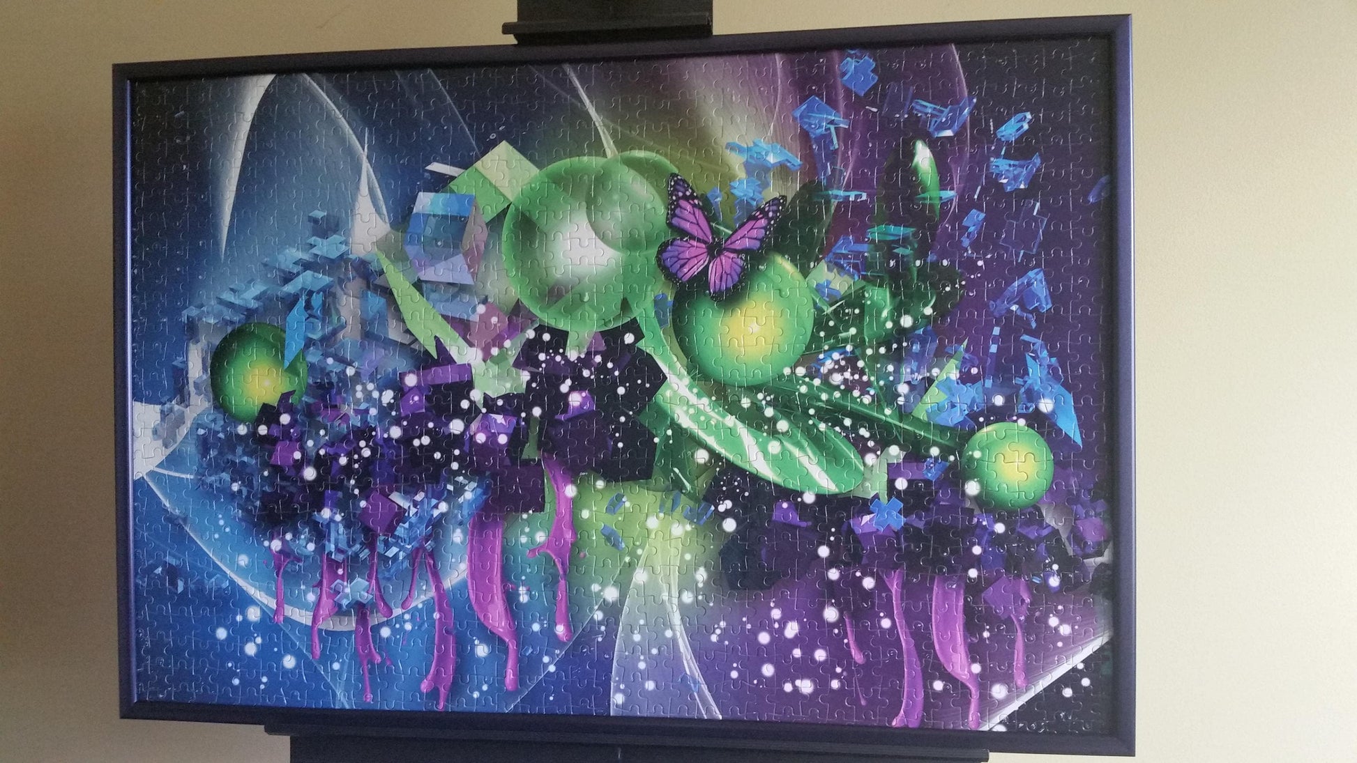Blue Green and Purple Abstract Color Pattern 1000pc Puzzle Wall Art, Professionally Custom Framed