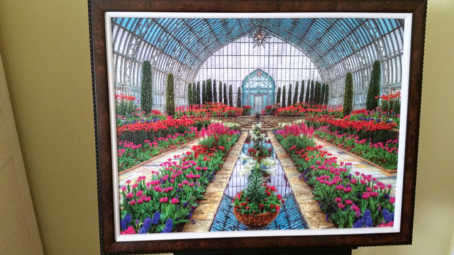 Professionally Framed Completed 1500pc Ravensburger Atrium Garden Puzzle Wall Art & Decor.