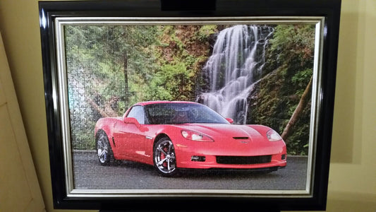 Professionally Framed Office Decor and Home Decor. Finished 1000pc Castorland's Chevrolet Corvette Puzzle Wall Art & Decor.