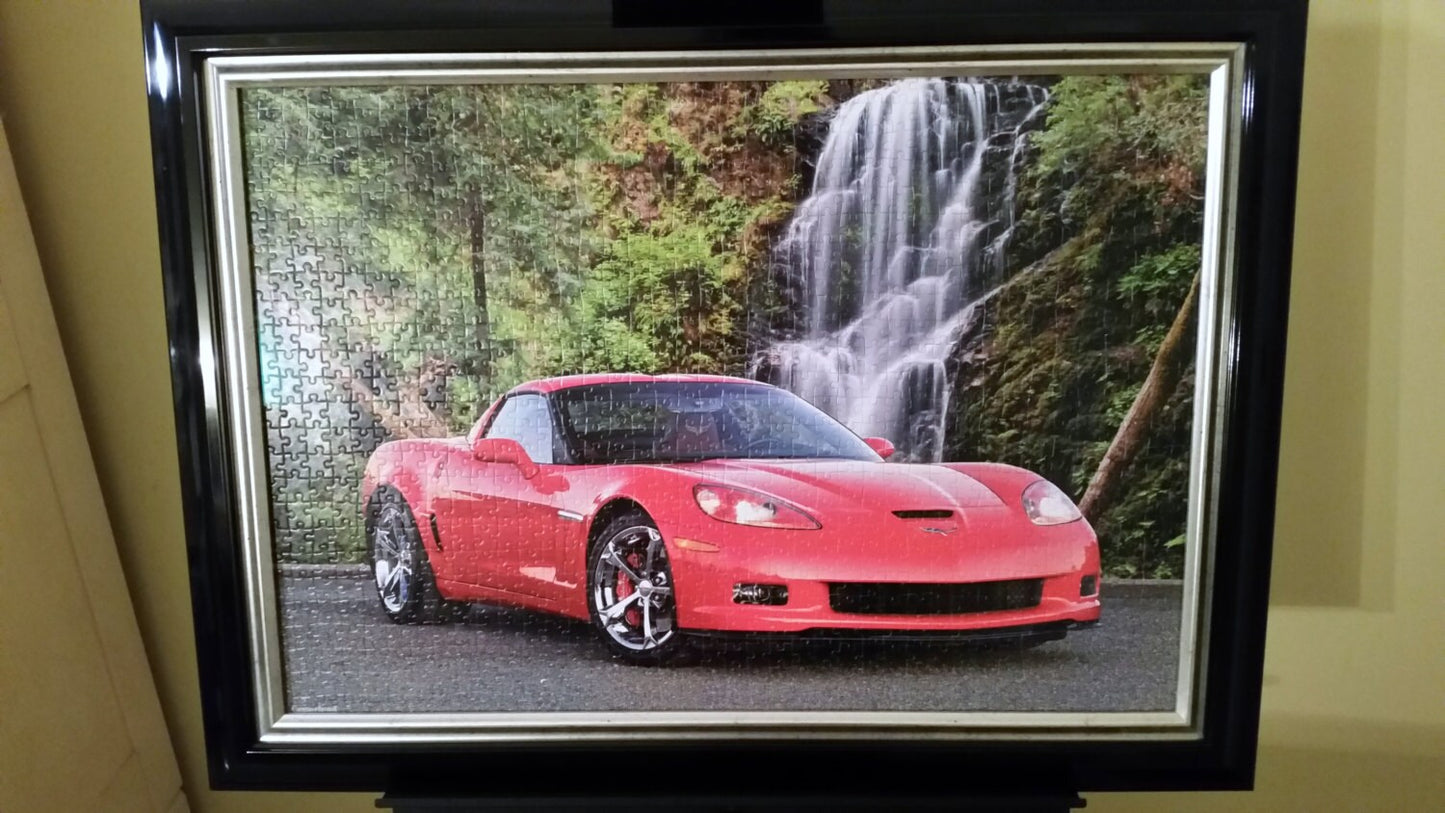 Professionally Framed Office Decor and Home Decor. Finished 1000pc Castorland's Chevrolet Corvette Puzzle Wall Art & Decor.