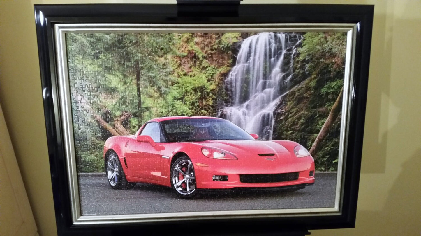 Professionally Framed Office Decor and Home Decor. Finished 1000pc Castorland's Chevrolet Corvette Puzzle Wall Art & Decor.