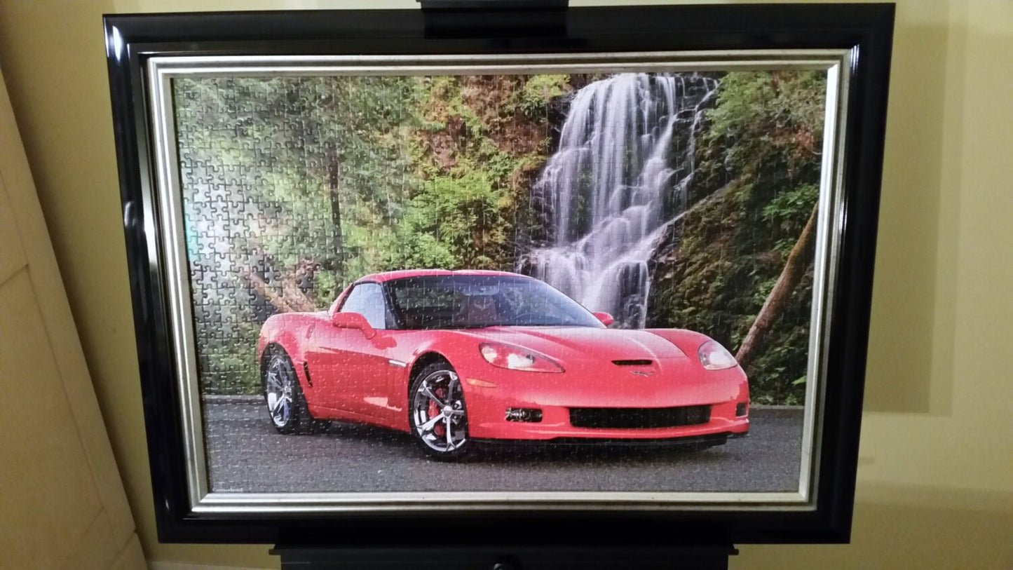 Professionally Framed Office Decor and Home Decor. Finished 1000pc Castorland's Chevrolet Corvette Puzzle Wall Art & Decor.